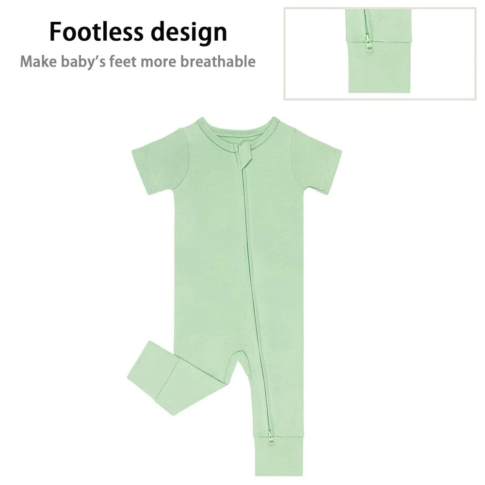 GUISBY Baby Grey Footless Short Sleeve Pajamas Zipper Cotton Sleepwear 12-18M